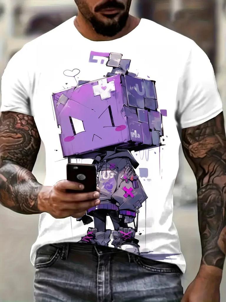 Cartoon Men's T Shirt Funny Graphic Print Summer Casual Short Sleeve Pullover Fashion T-shirts Outdoor Male Overszied Clothing
