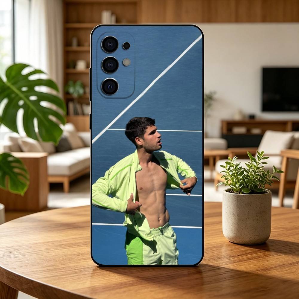 TenniS Carlos Alcaraz Phone Case Black Silicone Soft For Samsung S25,S24,S21,S22,S23,S30,Ultra,S20,Plus,Fe,Lite