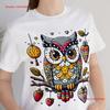 Stylish Abstract Owl T Shirt Unique Sitting On Branch DTG Fashionable Top for Idea Her Him Vintage Washed Graphic Homme Unisex