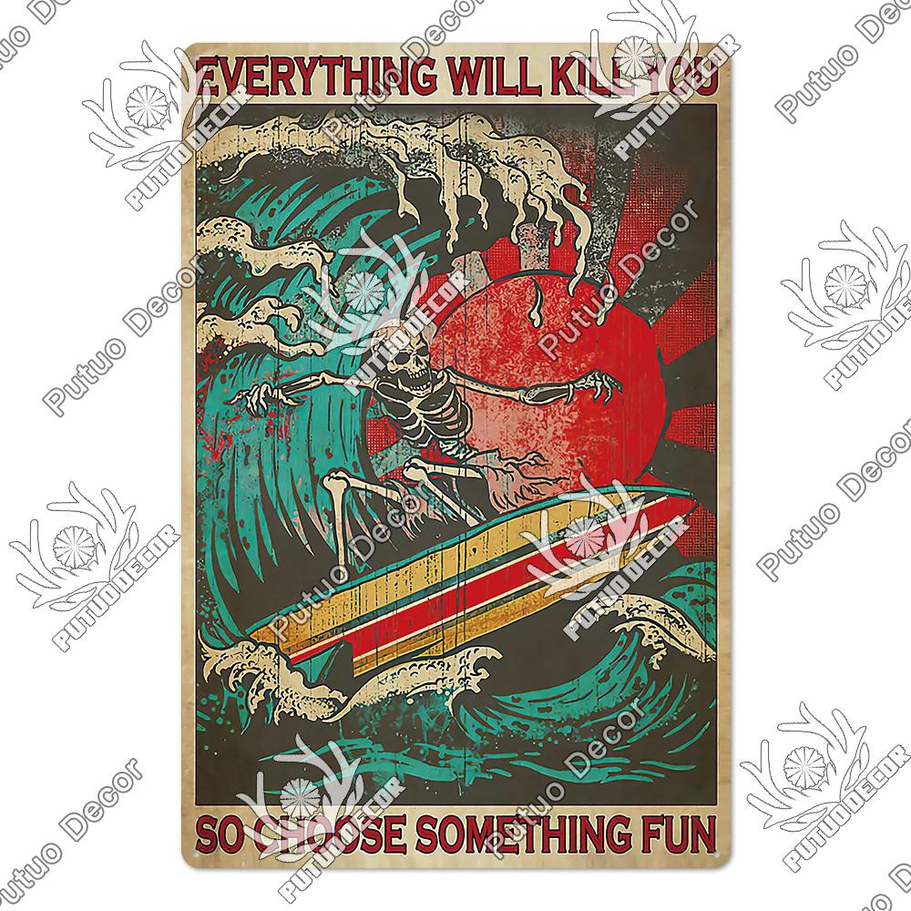 Putuo Decor Funny Cat Vintage Posters Tin Signs Retro Plaque Metal Plate Wall Art Decoration for Home Living Room Pet Shop