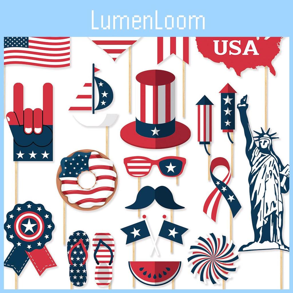 Independence Party Day Photo Props With 20 Paper Decorations For Celebrations