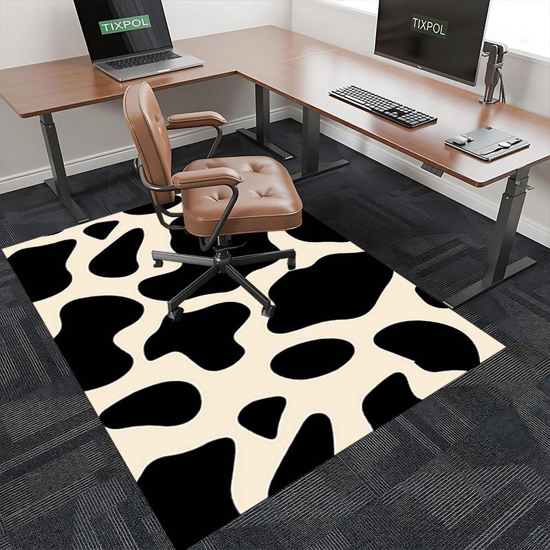 1pc Cow Print Chair Mat: Anime Cartoon Design, Non-Slip Office Rug for Home Decor, Seasonal Gift, Suitable for Office and Living Room.A032