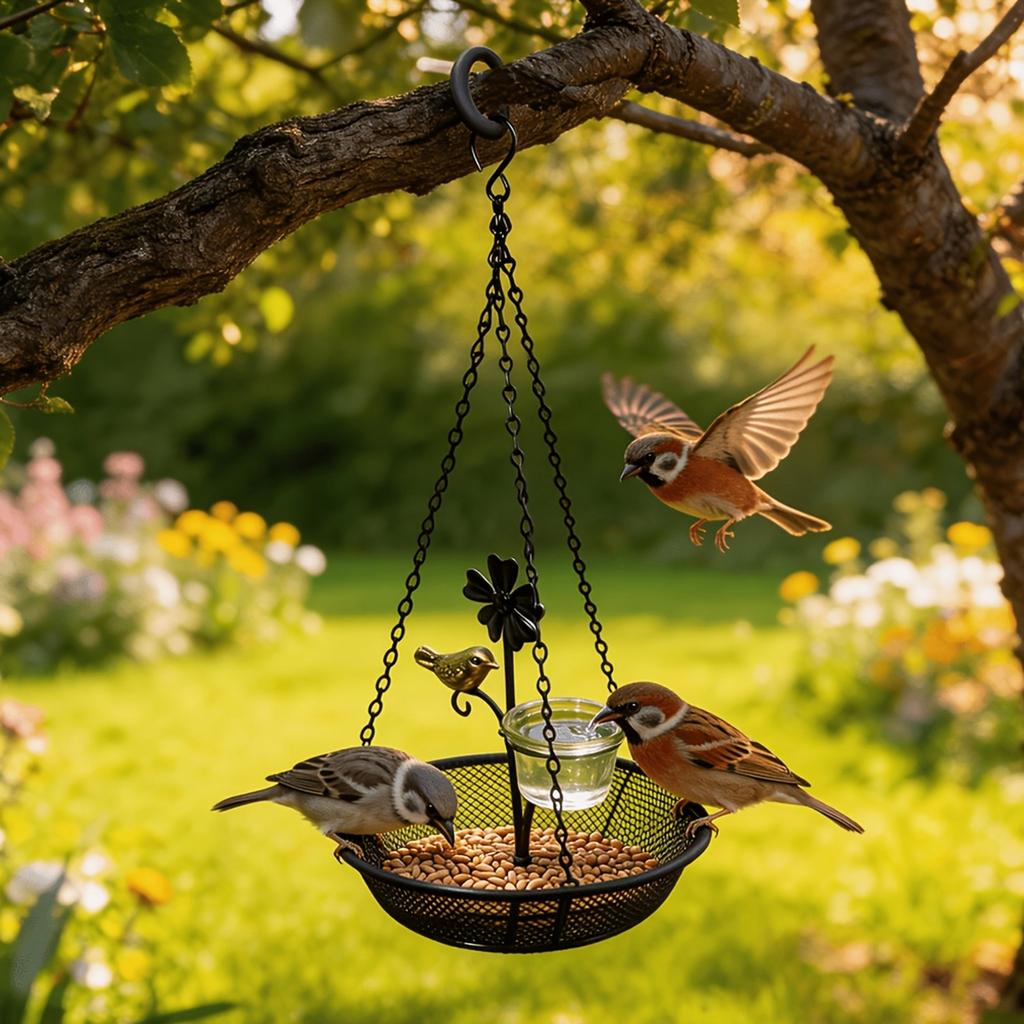 Hanging Bird Feeder Tray for Outdoor Garden Tree Mount