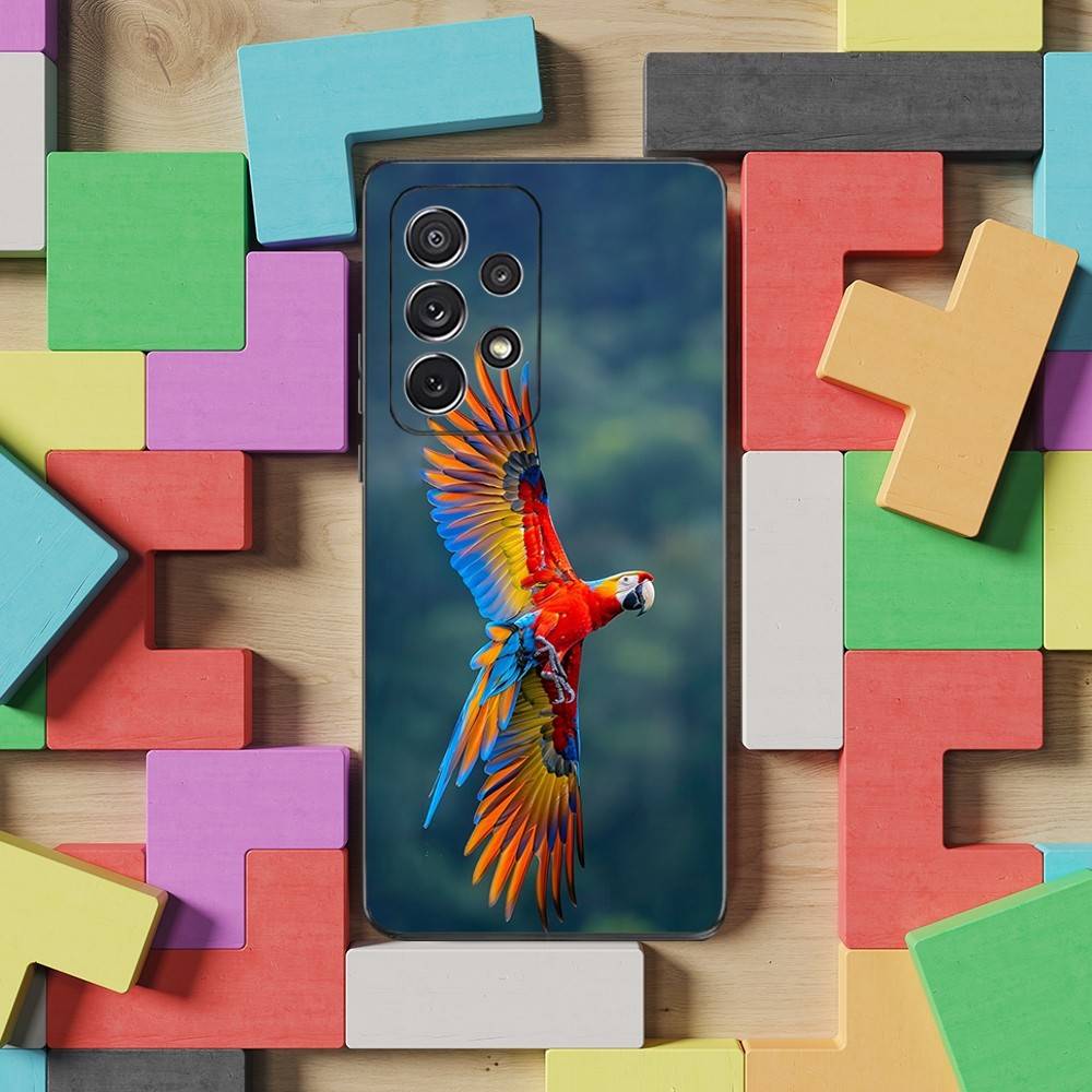 Cute Art Animal Parrot Case For Samsung S10,Plus,S9,S22,S25,Ultra,S24,S21,S20,S23,FE,Lite,Soft Silicone Black