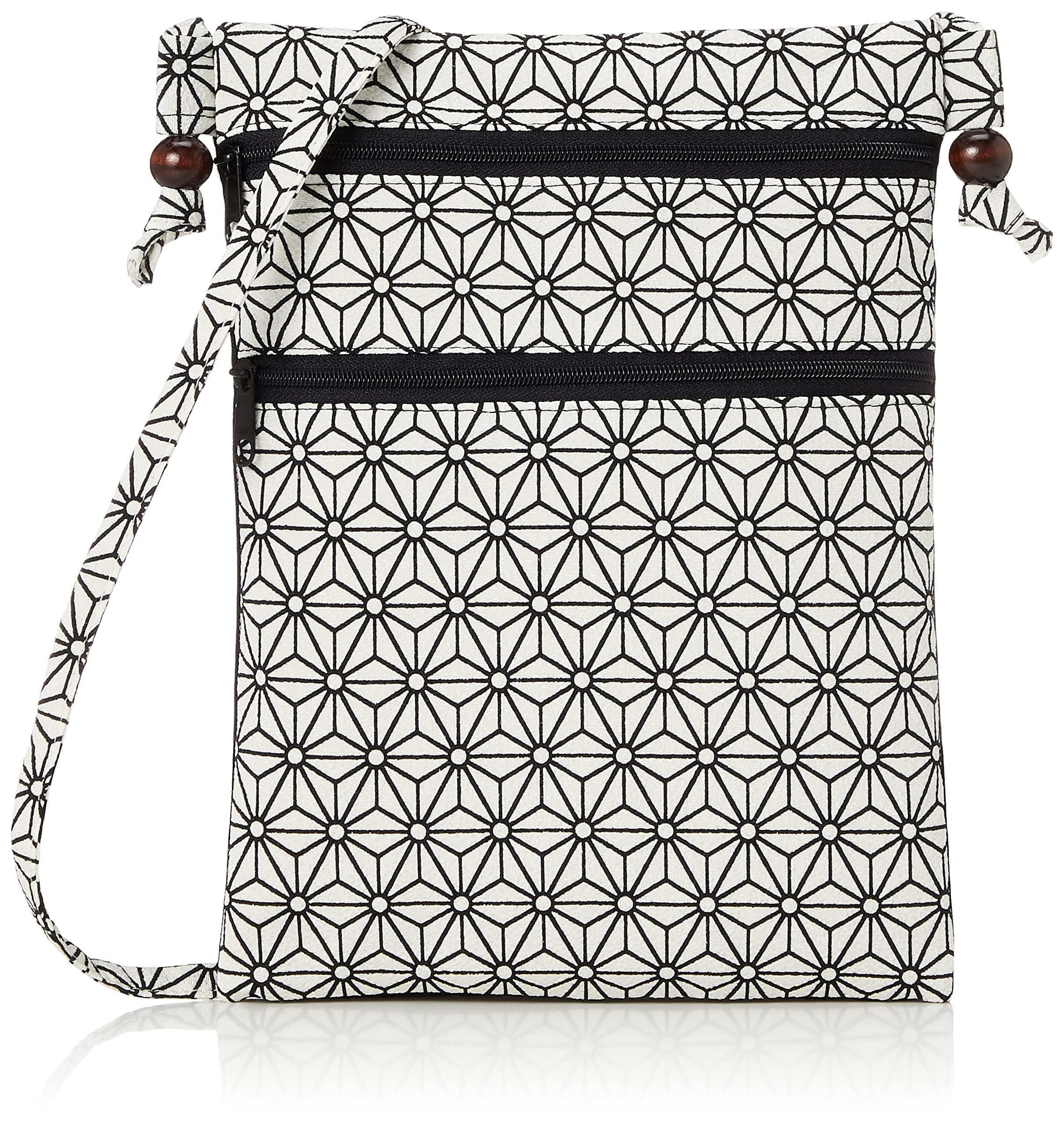 Uni Seni Made in Japan Futago Chirimen Japanese Pattern Chirimen Sacoche Goshuincho Pouch (0433) [Kojiro, White]