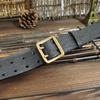 Belt Men's Korean-Style Retro Distressed Trendy Unique Double Needle Copper Buckle Genuine Leather New Pure Cowhide Jeans Belt