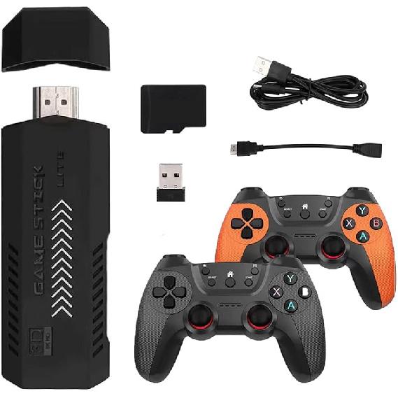 Игровая приставка X2 Ultra Retro Game Stick 4K, HDMI Plug and Play, Игрушка для видеоигр с 40000+ играми(128G), с беспроводными контроллерами 2,4 ГГц, портативная консоль Nostalgia Arcade 64G