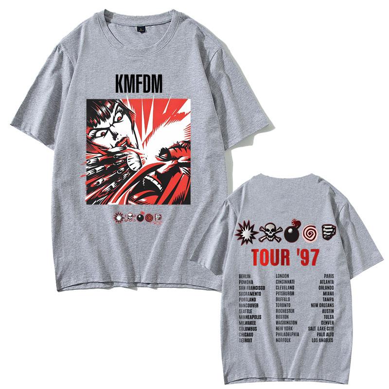 2025 Summer Rock Band Kmfdm Symbols Tour 97 Graphic Print Men Women Vintage Gothic Punk 100 Pure Cotton Printed Tshirt Y2k