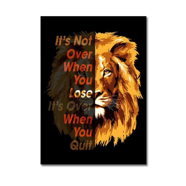 Lion Motivational Posters and Prints Inspirational Positive Quotes Animal Wall Art HD Pictures Canvas Painting Office Home Decor