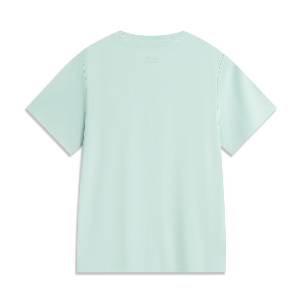 Li Ning Sports Lifestyle Series Solid Color Round Neck Comfortable Breathable Versatile Short Sleeve T-Shirt Women T-Shirts Feather-Green AHSV990-4