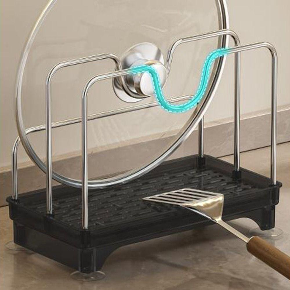 Stable Pot Cover Shelf Stainless Steel Sponge Holder Practical Pot Lid Rack  Counter-top Storage