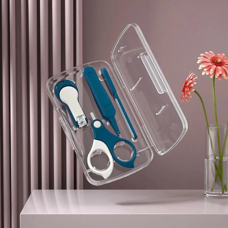 

Ножницы для ногтей для новорожденных, детский инструмент для ухода за ногтями, безопасный для детей портативный триммер для стрижки ногтей, пинцет с коробкой, детский маникюрный набор C105-blue