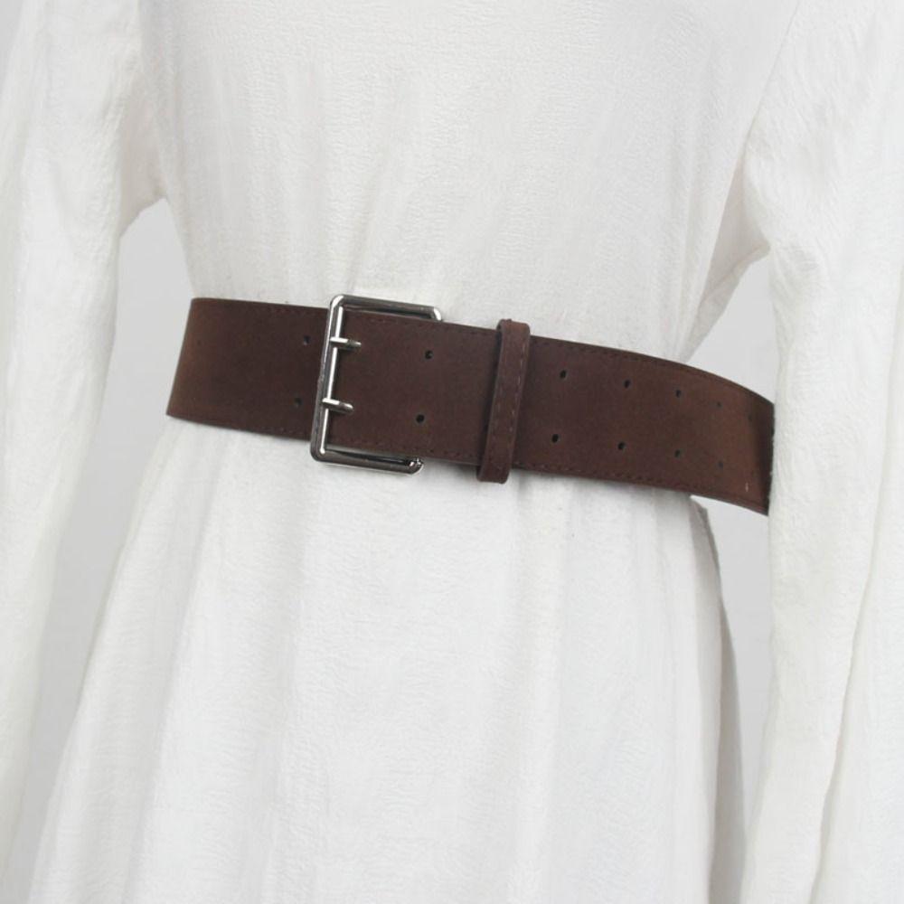 Korean Women's Belt Double-Breasted Dress Jeans Belt Simple Wide Waist Belt Spicy Girls