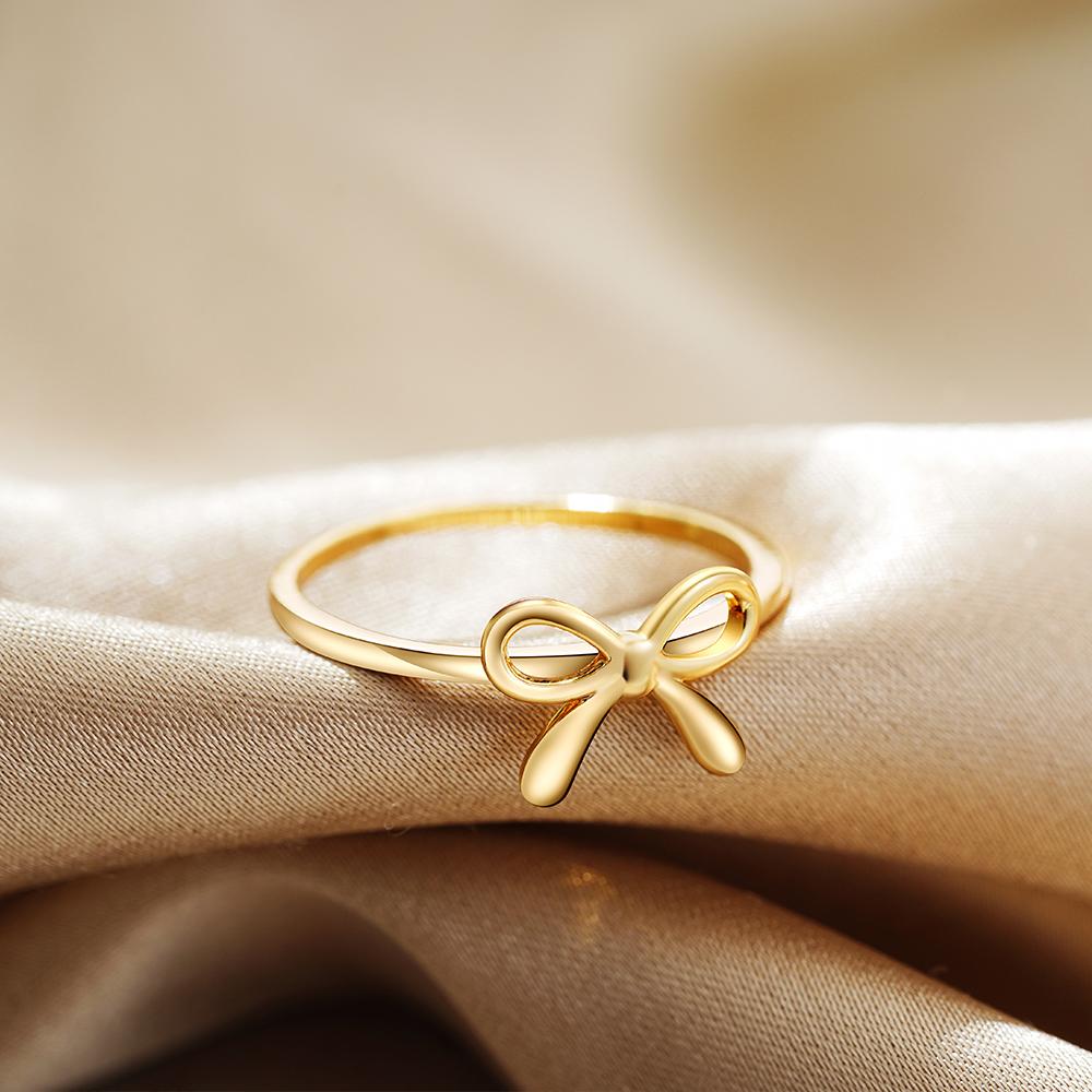 

Dainty Gold Plated Bow Rings for Women Mother Daughter Friendship Ribbon Knot Ring Aesthetic Bowknot Wedding Bands Zircon Gift US 6