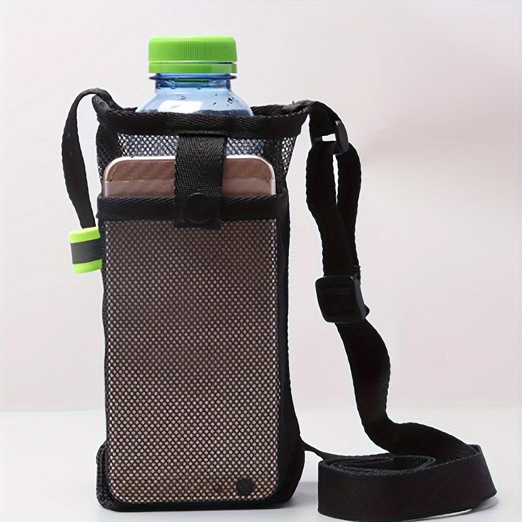 Black outdoor crossbody storage net bag water cup cover protective cover grid milk tea kettle universal thermos cup one piece