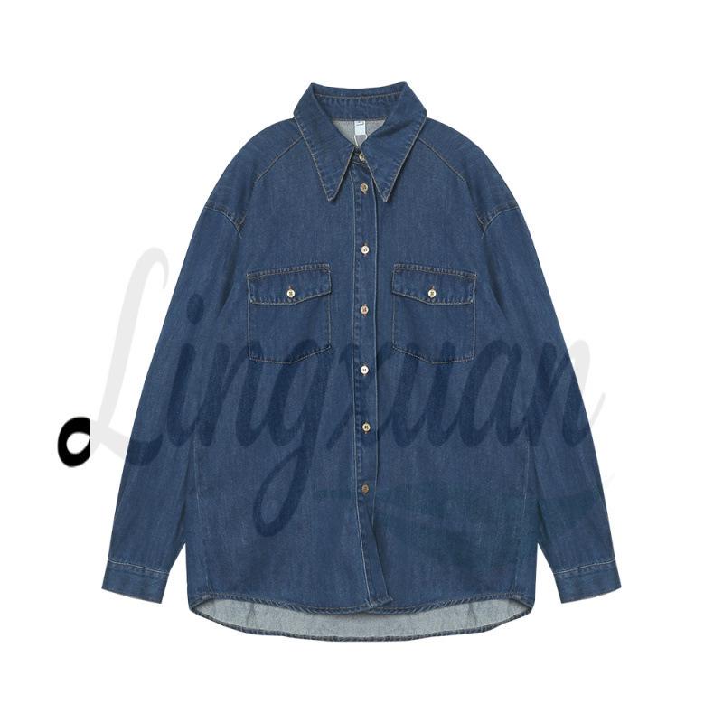 

Women s Plus Size Denim Shirt - Autumn/Winter Long Sleeve Layering Top (2026 Design) Medium