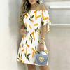 Women Plus Size White Off Shoulder Short Sleeve Floral Printed A Line Dress With Tie Cuff
