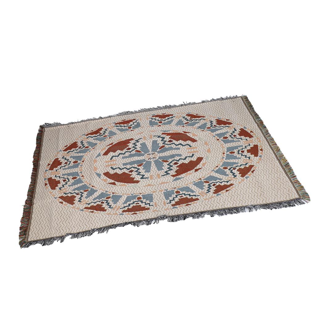 Vintage Sofa Towel Tablecloth Double Layer 2 Colors 4 Sided Tassels Rectangle Tassel Tablecloth for