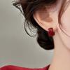 Zinc Zinc Alloy Dark Red Drip Glaze Stud Earrings Acrylic Hoop Earrings Perfect Gift C-Shaped Earrings  Date