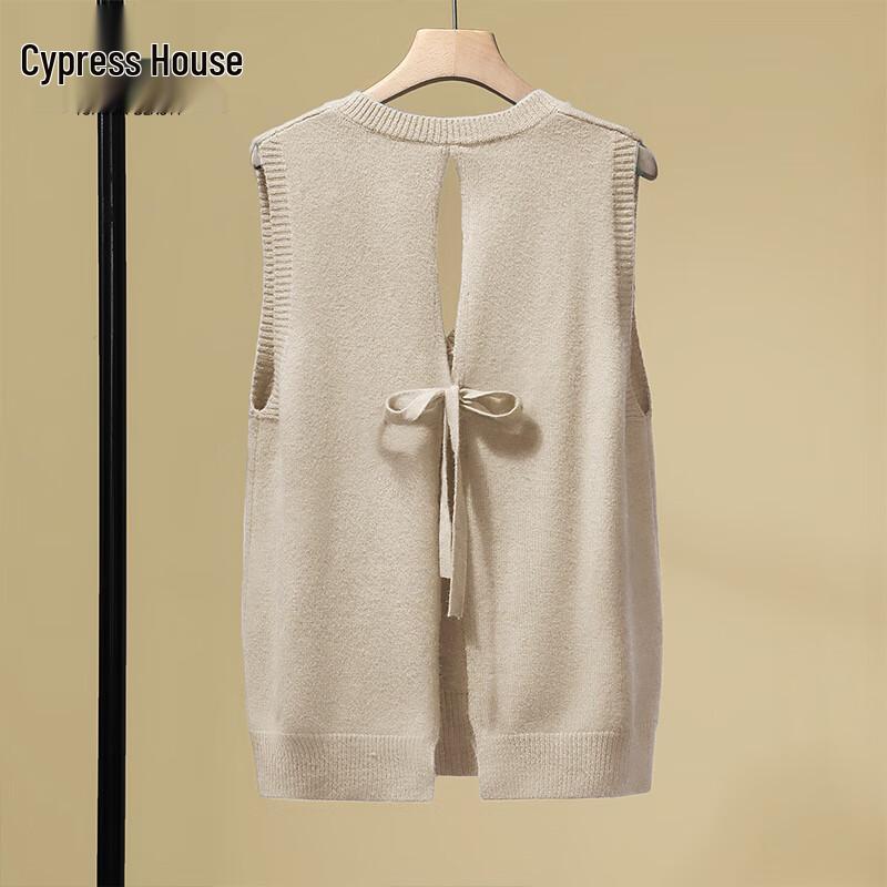 Sibaishe Women's V-Neck Bowknot Knit Vest