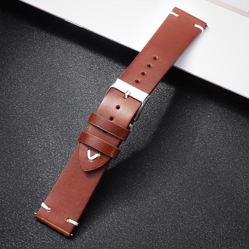 18mm 20mm 22mm Vintage Retro Oil Wax Leather Universal Watchband Wristband Stitching Cowhide Strap Business for Seiko Watch Band