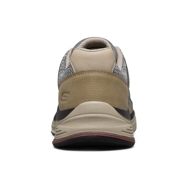 Skechers Benago Comfortable Sports Mesh Synthetic Leather Low Top Casual Running Shoes Men sneaker Brown 210023-TAN