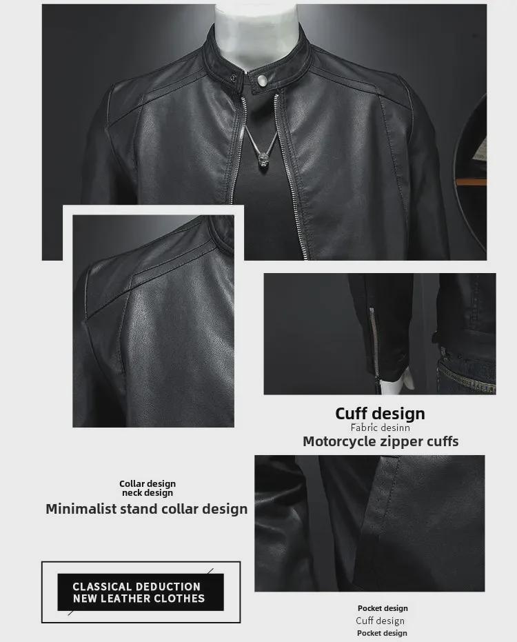 Men's Leather Motorcycle Jacket: Autumn/Winter Casual, Available in Plus Velvet and Thin Styles