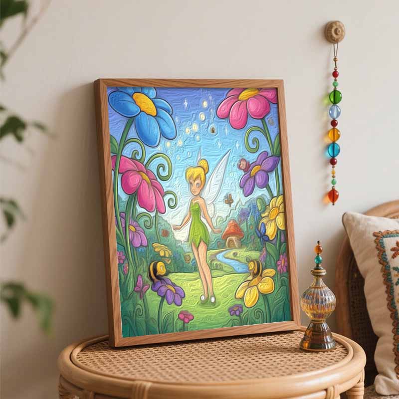 Disney Kit de Pintura de Flor de Fada Tinkerbell Decoração de Parede para Casa Presente Feito à Mão Artesanato de Arte para Quarto Pendurado na Parede Conjunto DIY Pintura por Número