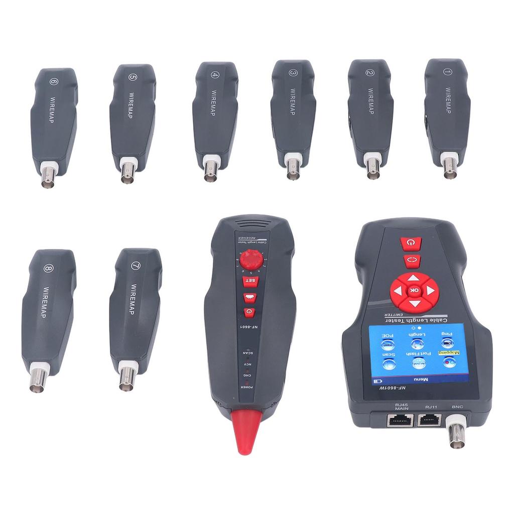 Network Wire Finder with 8 Adapters Cable Length POE Tester LCD Screen Break Point Checker