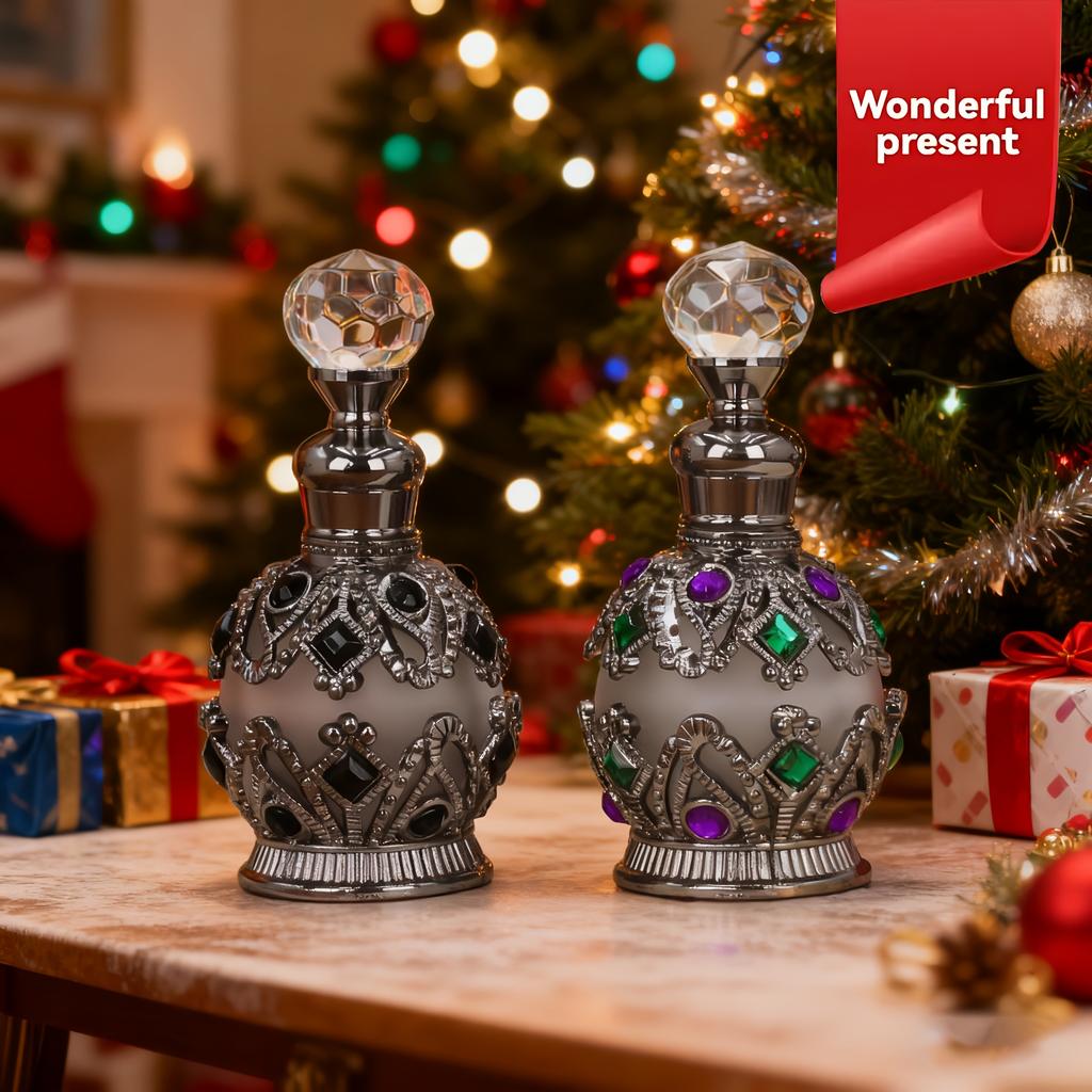 0.51oz Two-Tone Crown Arabic-Style Perfume Bottle Portable Personal Care Essential Oil Bottle Vanity Decoration/Party Decoration/The First Choice for
