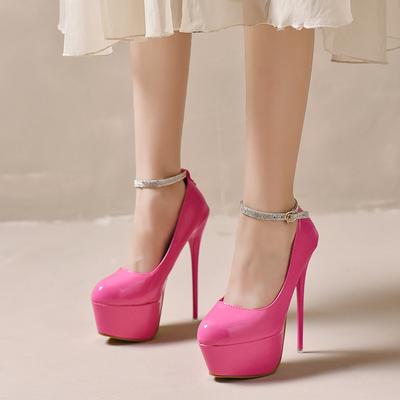2024 Damen Party Disco Tanz 5,5cm Plateau Pumps Schnallen Super Hohe Dünne Stilettoabsätze Kleid Party Rot Große Größe 49 50