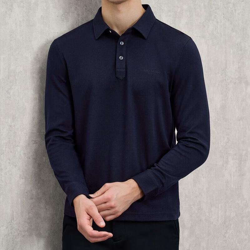 Men s Business Casual Long Sleeve Polo T-shirt 4XL