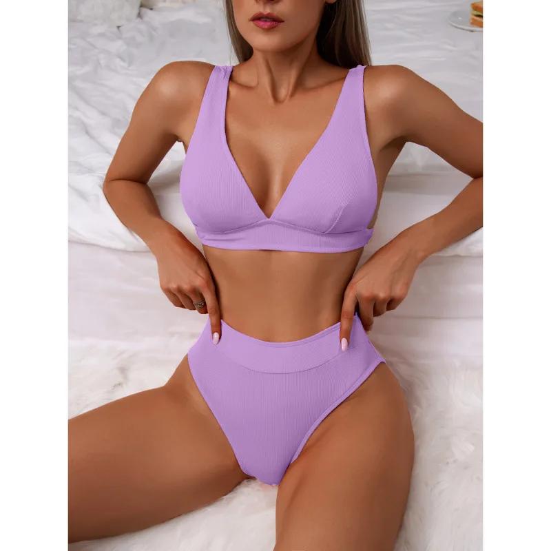 Sexy High-Waist Bikini Swimsuit 2025 New Independent Station Cross-Border Swimwear Separate Station Hot Sale Sensual Bikini Set