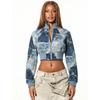 Y2K Camo Cropped Jacket Women - Stand Collar Zip Up Slim Fit Streetwear