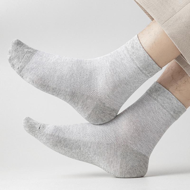 10 Pairs Men's Plus Size Mid-tube Socks European Size 43-48 Mesh Casual Sports Socks Big Foot Design