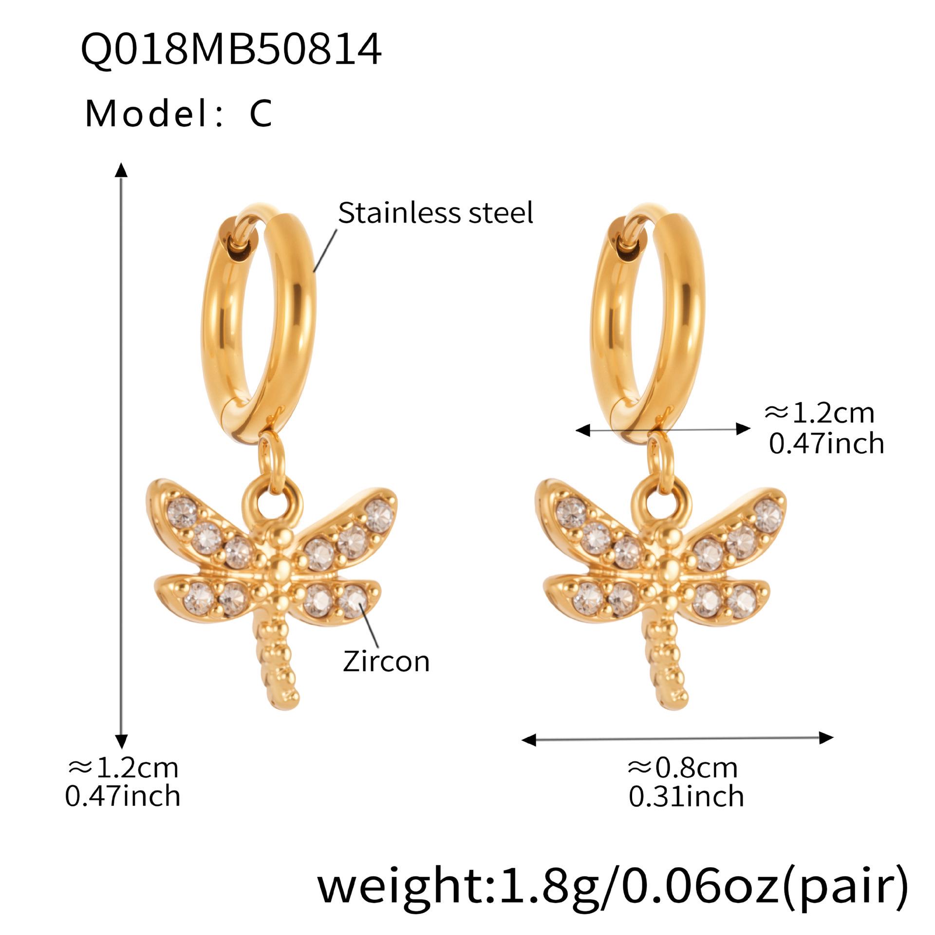 Qiong Yao Zirconia Dragonfly Pendant Earrings & Stainless Steel Ear Cuff