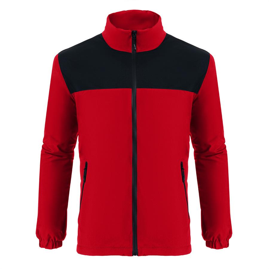 Men S Thick Fleece Lined Stand Collar Color Block Casual Jacket
