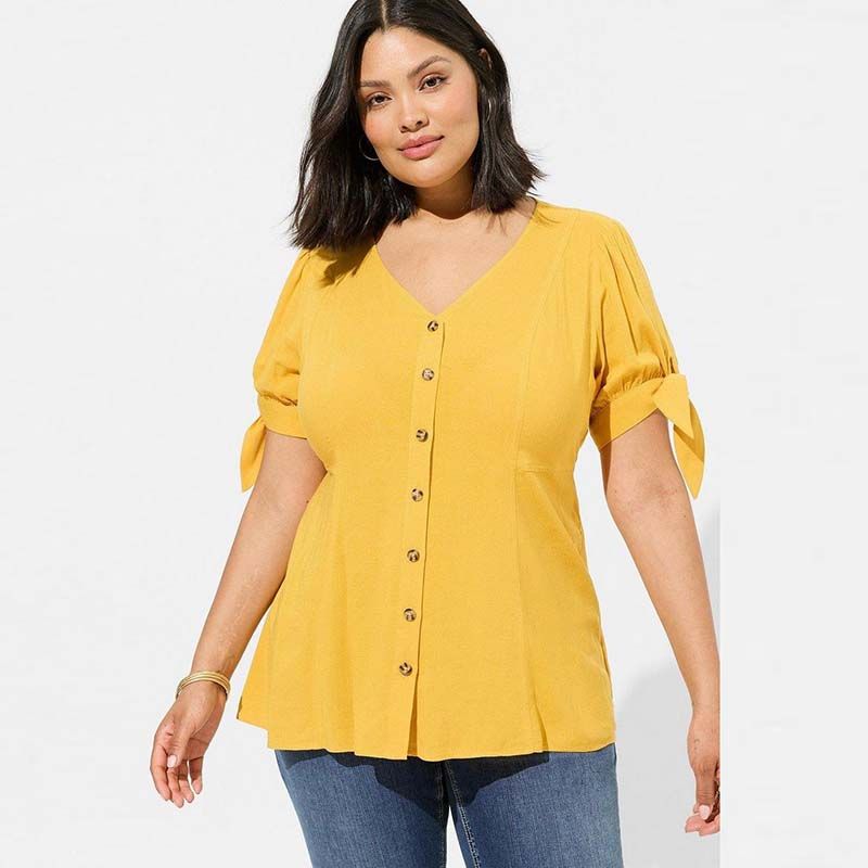 

100.00кг Женская одежда больших размеров Европейский и американский Список товаров Полная девушка Обтягивающий талию Утягивающий V-образный вырез Короткий рукав Топ Футболки Лето B61 Defect 3 pieces