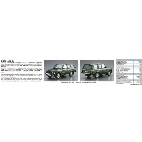Aoshima Bunka Kyozai (AOSHIMA) 1/24 The Model Car Series No. 120 Land Rover LH36D Range Rover Classic 1992 Plastic Model