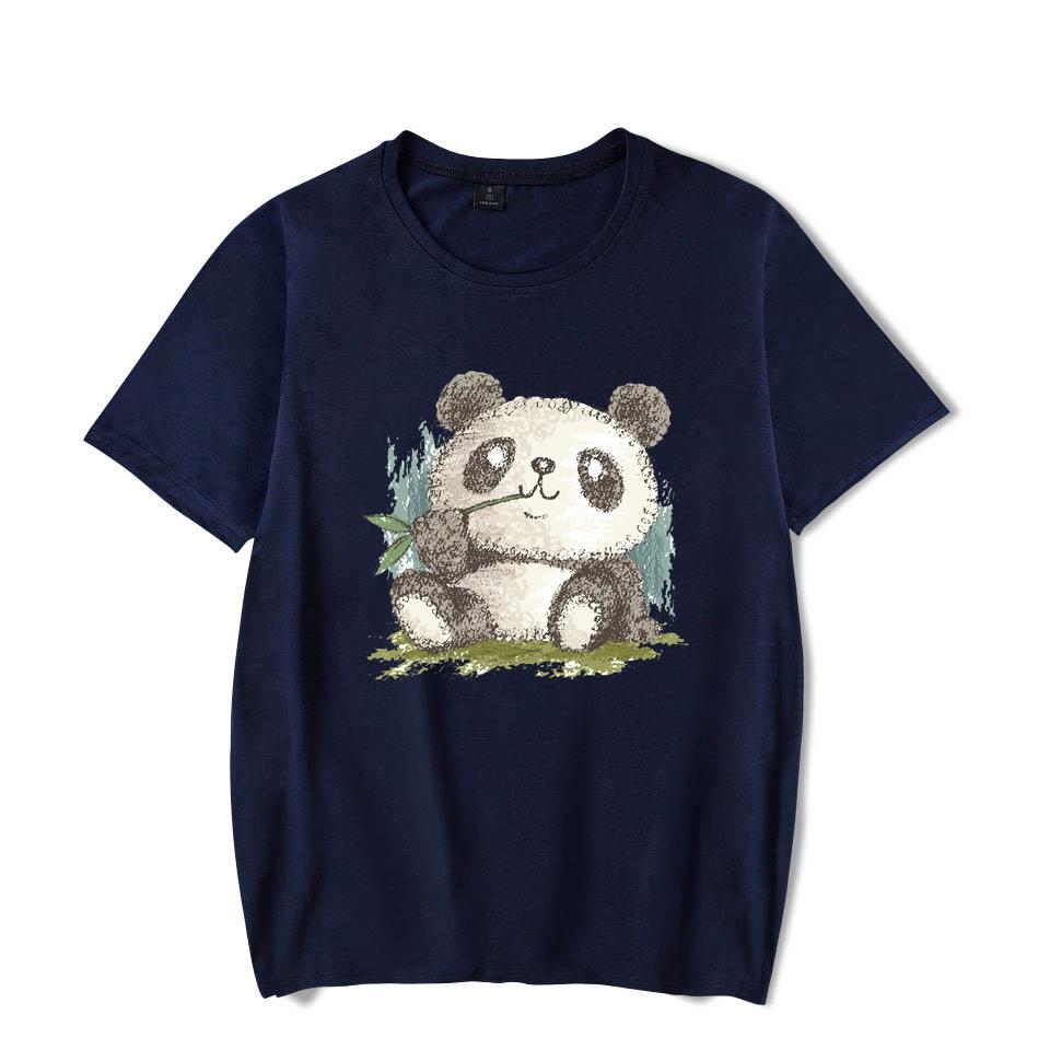 Cute Panda Print T-shirts For Women Summer Lovely Short Sleeve Casual Round Neck T-shirts Ladies Creative Personalized Tops