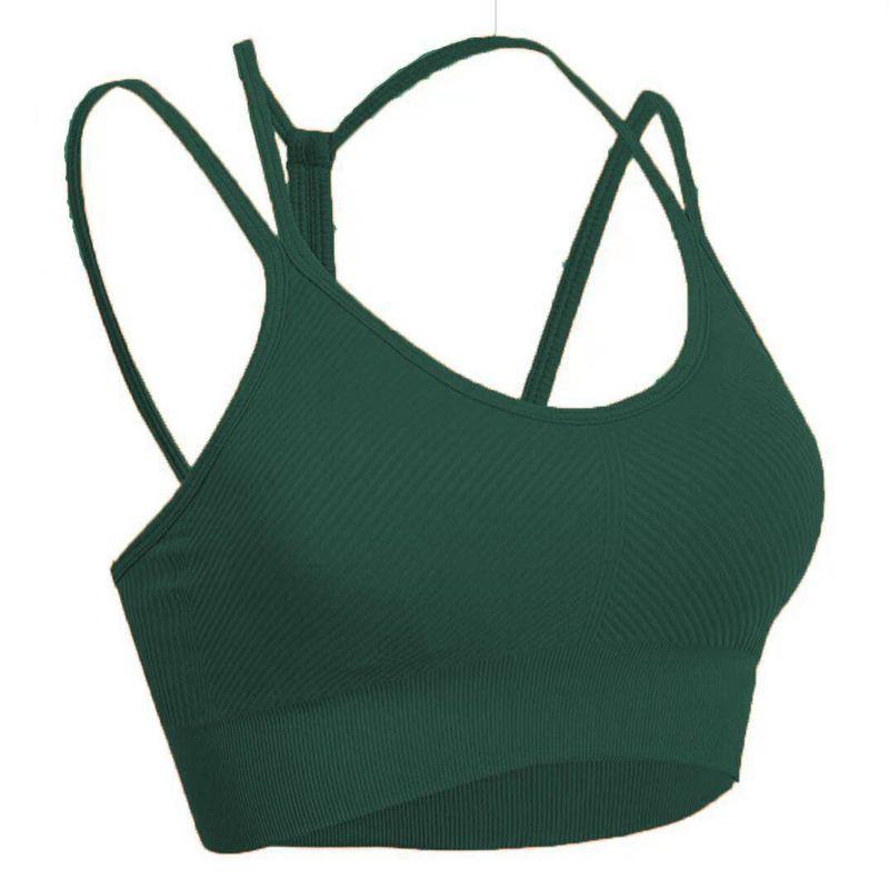 

Wire-Free Sports Bra for Women, Vest-Style, Beautiful Back Design, Shockproof, Moisture-Wicking, Medium-Intensity Training, Slim-Fit Yoga Bra M Dark green
