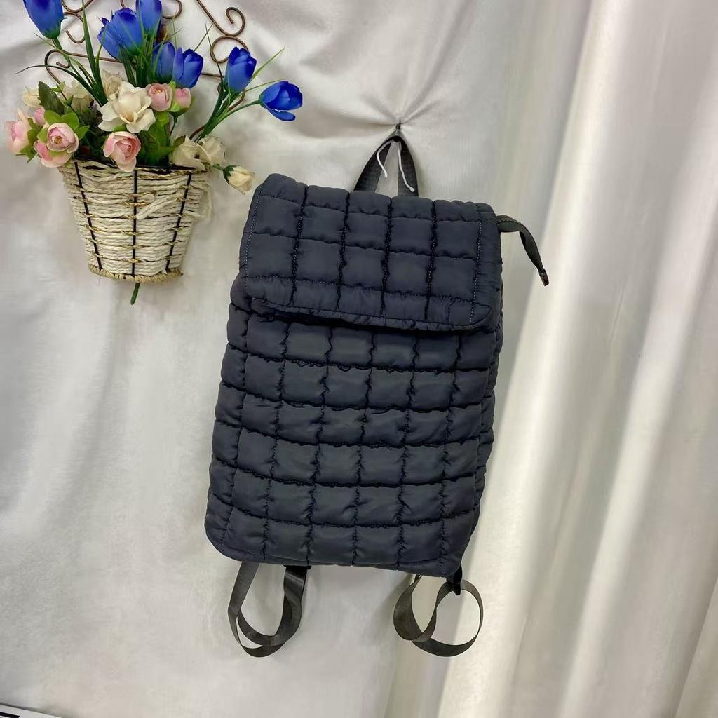 Quilted Backpack Purse for Women Small Lightweight Puffer Puffy College Laptop Backpack Nylon Casual Bookbag Daypack Top Flap