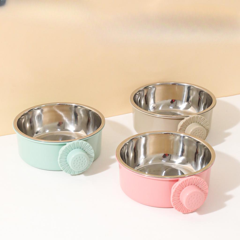 Miao Xin Bao Dog Cage Hanging Fixed Dog Bowl, Dog Cage with Stainless Steel Inner Liner, Pet Hanging Bowl