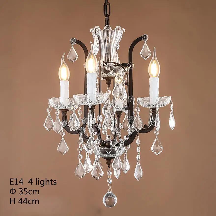 European retro crystal chandelier E14 attic living room bedroom home decoration luxury villa dining room candle LED chandelier