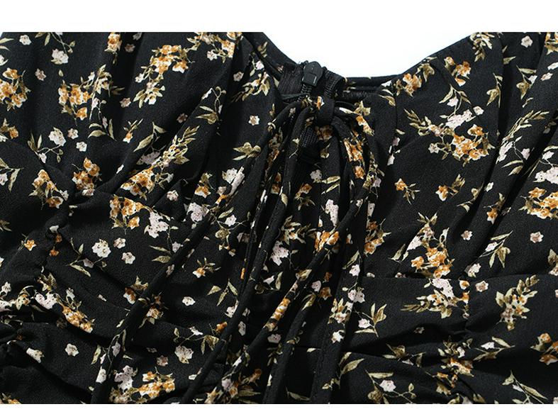 Spring/Summer 2026 Black Floral Tea Dress - Women's Short Camisole Skirt