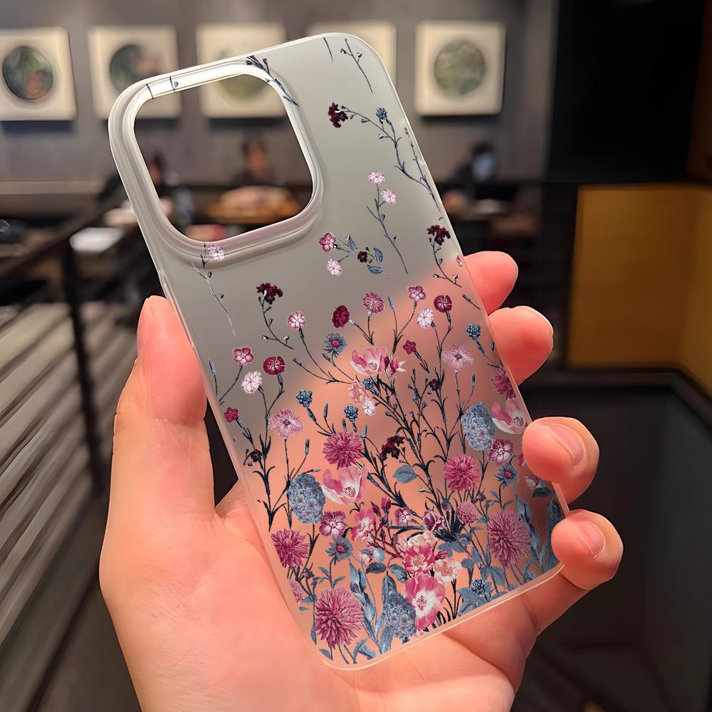 Pouzdra na mobilní telefon pro iPhone 11 13 15 Pro Max 12 14 Pro Max Pouzdro iPhone 16 15 Plus 13 Pro 12 Matná textura Malované kreslené květiny