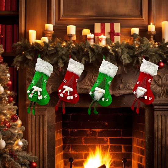 Christmas Stocking Snowflake Santa Claus Decor Non-Woven Fabrics Xmas Stocking Festive Embroidery Decoration