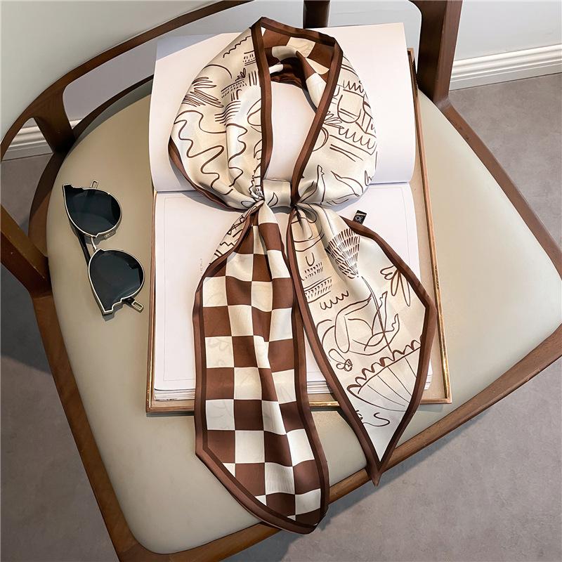 Fashion Headbands Silk Neck Scarves For Women Long Hairband Print Bag Scarfs Neckerchief Hair Ribbons Tie Scarf Ladies 14x145cm