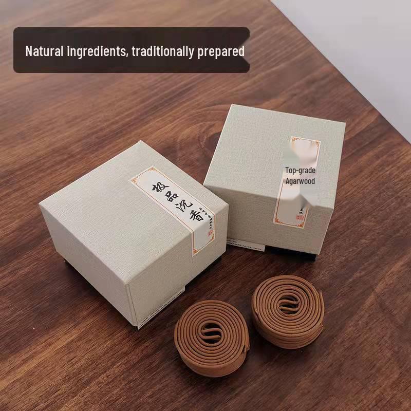 Old Mountain Natural Sandalwood and Agarwood Mugwort 4-Hour Incense Coils for Indoor Aromatherapy and Sleep Aid