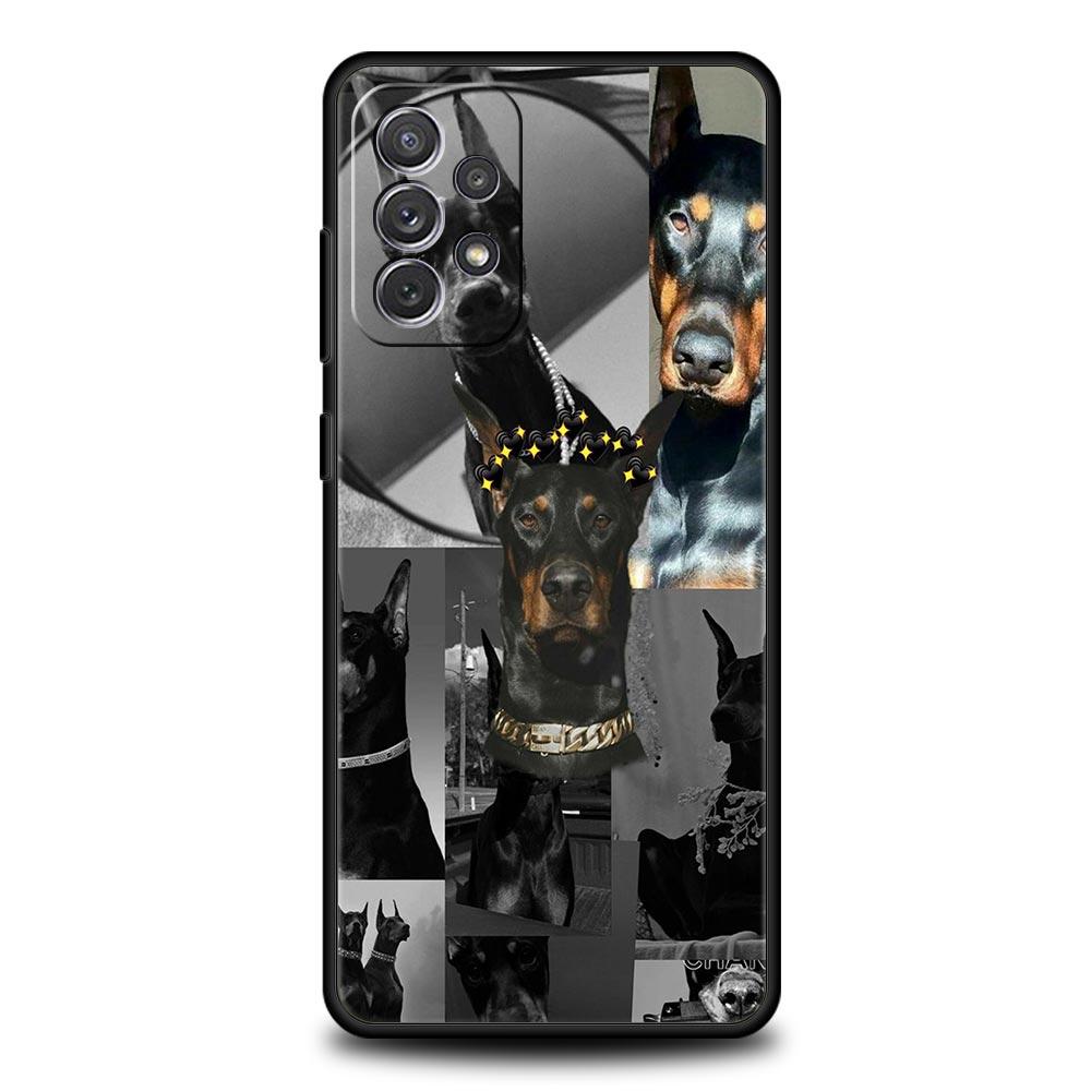 Doberman Dog Phone Case for Samsung Galaxy A55 A35 A17 A07 A15 A13 A25 A51 A71 A72 A73 A32 A52 A52S A41 5G Soft TPU Shell Capas